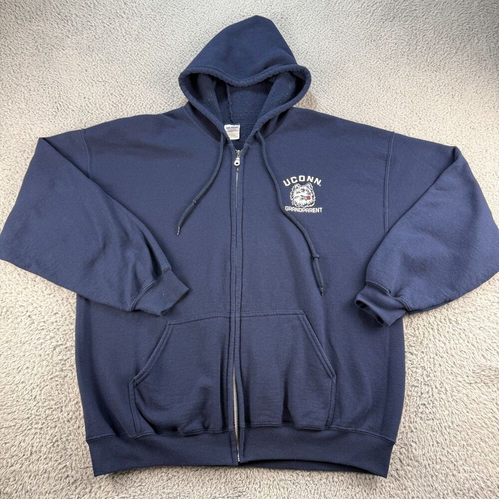 Vintage UConn Huskies Grandparent Zip-Up Hoodie Sweatshirt Unisex XL Connecticut